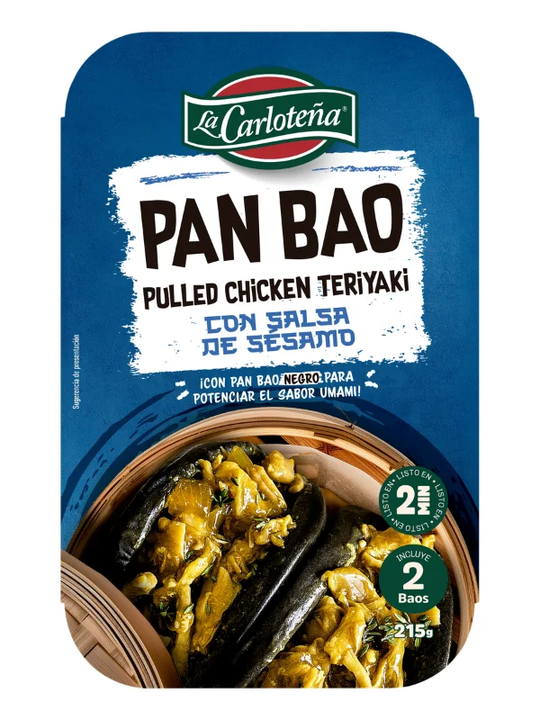 Pan Bao con pulled chicken teriyaki + salsa de sésamo