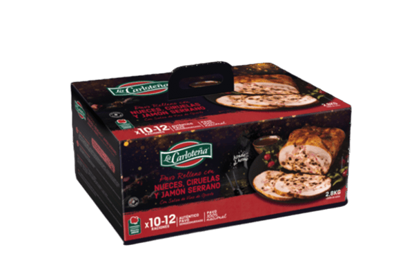 Pavo relleno con nueces, ciruelas y jamón serrano